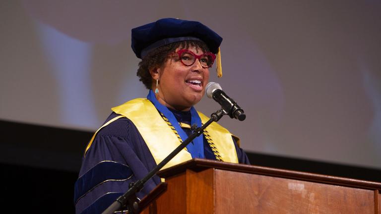 Photo of Provost Kathy Littles at CIIS Commencement 2023
