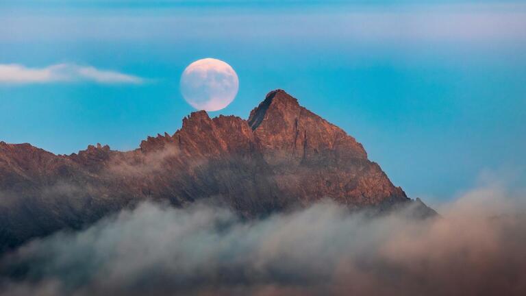 mountain view with moon